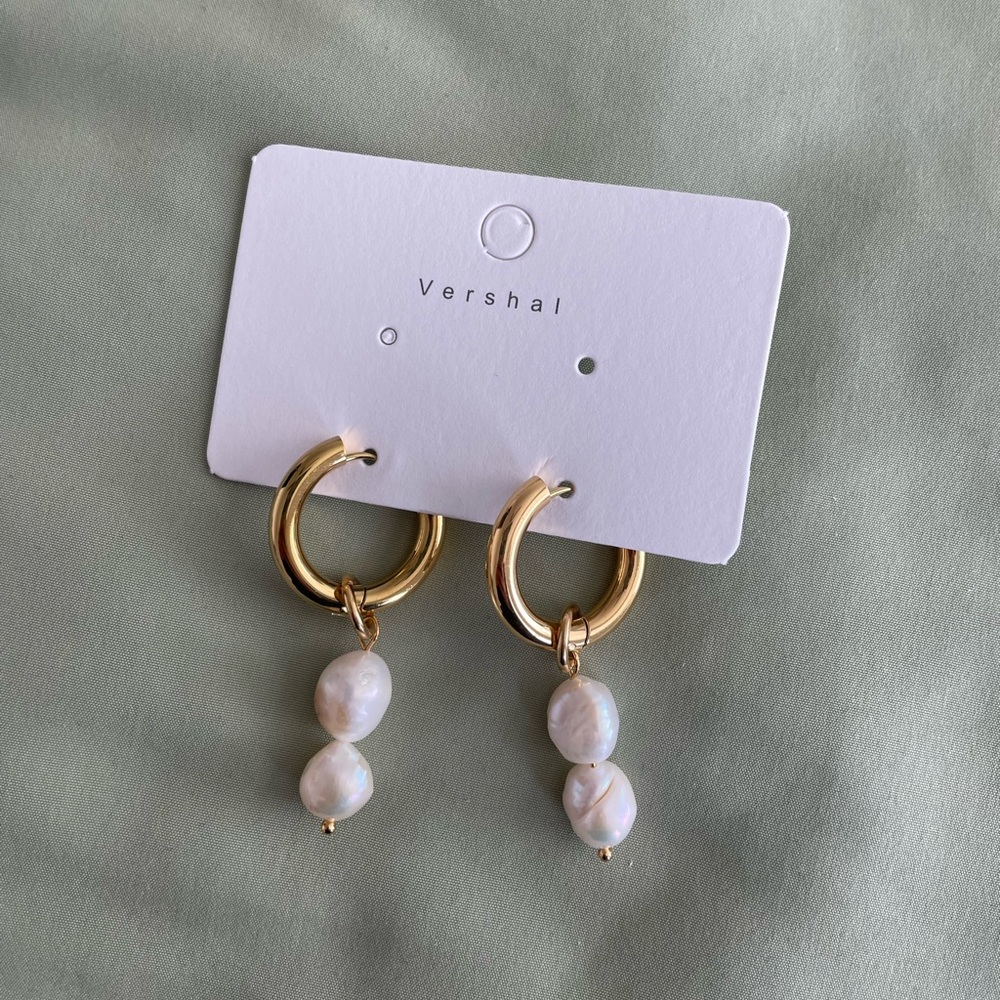 Chunky hoop earrings 18kg gold, customizable pearl drops